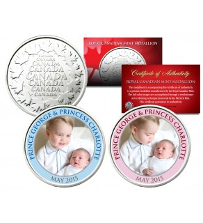 PRINCE GEORGE & PRINCESS CHARLOTTE Set of 2 Royal Canadian Mint Medallion Coins