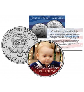 PRINCE GEORGE - 1st Birthday - 2014 JFK Half Dollar US Colorized Coin ROYAL BABY