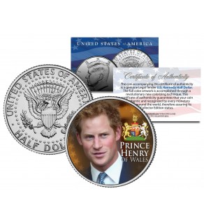 PRINCE HARRY Colorized JFK Kennedy Half Dollar U.S. Coin - PRINCE HENRY OF WALES