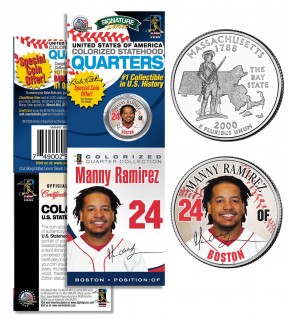 MANNY RAMIREZ Boston Red Sox Official Massachusetts Statehood U.S. Quarter Coin in Promotional Rare Unopened Sealed Packaging 