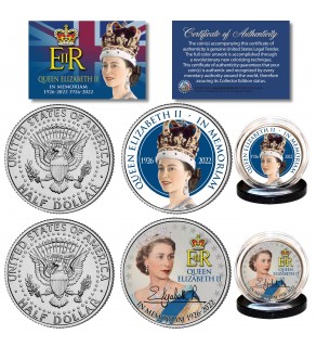 QUEEN ELIZABETH II 1926 - 2022 JFK Half Dollar 2-Coin Set REMEMBERING THE QUEEN