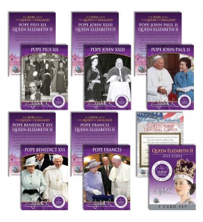QUEEN ELIZABETH II 2022 Platinum Jubilee Premium commemorative 6-Card Set featuring Queen Elizabeth II Meetings with every Pope