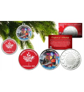CHRISTMAS Canada 150 Anniversary Set of 2 RCM Medallion Coins with XMAS CAPSULES