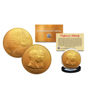 RONALD & NANCY REAGAN - Commemorative Medal - Bronze Coin U.S. Congressional in 24KT Gold