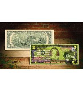 HILLARY CLINTON & BARACK OBAMA - Rency Art Colorized $2 U.S. Bill - Signed & Numbered of 215 by Artist