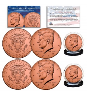 Genuine ROSE GOLD PLATED 2019 JFK Kennedy Half Dollar U.S. 2-Coin Set - Both P & D MINT - with Capsules and COA