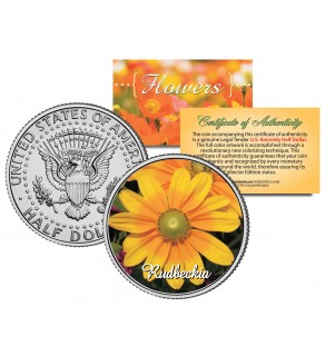 RUDBECKIA FLOWER JFK Kennedy Half Dollar U.S. Colorized Coin