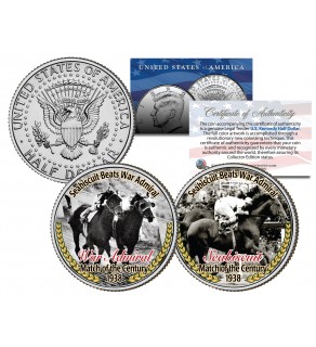 SEABISCUIT BEATS WAR ADMIRAL Match Race JFK Half Dollar 2-Coin Set Thoroughbred Horse Racing