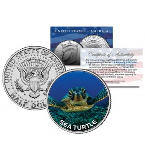 SEA TURTLE JFK Kennedy Half Dollar US Colorized Coin