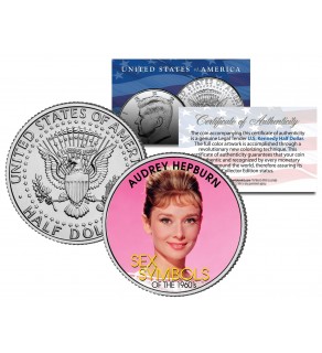 AUDREY HEPBURN - Sex Symbol of the 1960s - Colorized JFK Kennedy Half Dollar U.S. Coin