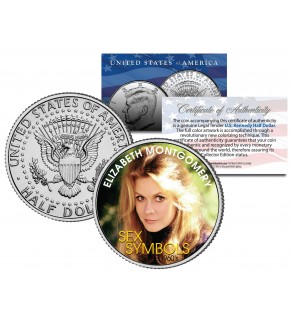 ELIZABETH MONTGOMERY - Sex Symbol of the 1960s - Colorized JFK Kennedy Half Dollar U.S. Coin