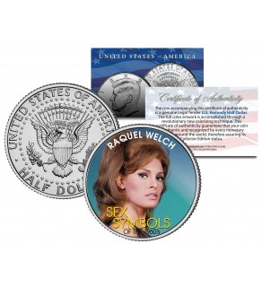 RAQUEL WELCH - Sex Symbol of the 1960s - Colorized JFK Kennedy Half Dollar U.S. Coin