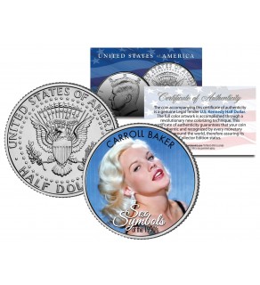 CARROLL BAKER - Sex Symbol of the 1950s - Colorized JFK Kennedy Half Dollar U.S. Coin