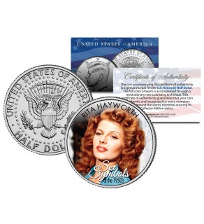 RITA HAYWORTH - Sex Symbol of the 1950s - Colorized JFK Kennedy Half Dollar U.S. Coin