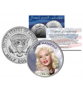 JAYNE MANSFIELD - Sex Symbol of the 1950s - Colorized JFK Kennedy Half Dollar U.S. Coin