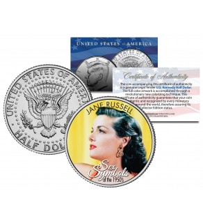 JANE RUSSELL - Sex Symbol of the 1950s - Colorized JFK Kennedy Half Dollar U.S. Coin