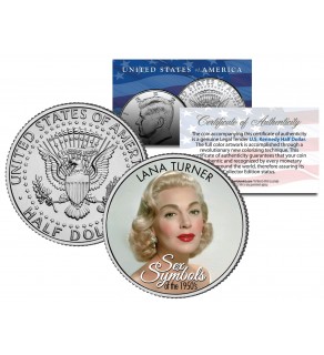 LANA TURNER - Sex Symbol of the 1950s - Colorized JFK Kennedy Half Dollar U.S. Coin