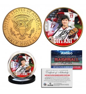 SHOHEI OHTANI Triple Image Officially Licensed 24K Gold Plated 2023 Genuine JFK Kennedy Half Dollar U.S. Coin