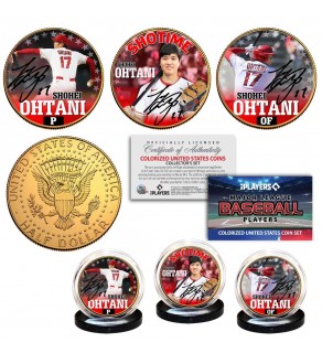 SHOHEI OHTANI Shotime California Angels Baseball Officially Licensed MLB Player 24K Gold Plated JFK Half Dollar U.S. 3-Coin Set