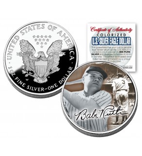 BABE RUTH 2005 American Silver Eagle Dollar 1 oz U.S. Colorized Coin Yankees - Officially Licensed