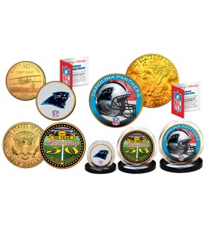 50th ANNIVERSARY SUPER BOWL Officially Licensed U.S Colorized & 24KT Gold Plated 3-Coin Set - CAROLINA PANTHERS