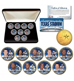 DALLAS COWBOYS - Texas Stadium Farewell - State Quarters 9-Coin Set 24K Gold Plated with Display Box - Officially Licensed