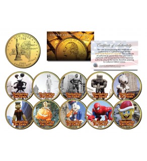 Macy's THANKSGIVING DAY PARADE New York Quarters US 10-Coin Set 24K Gold Plated