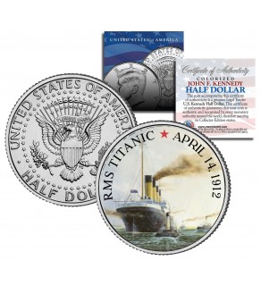 RMS Titanic Ship - 100th Anniversary - JFK Kennedy Half Dollar US Colorized Coin