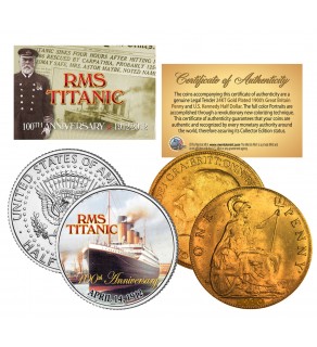 1900's Authentic TITANIC Great Britain - 100th Anniversary - 2-Coin 24K UK/US Set