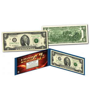 LUCKY MONEY 7's * SERIAL # 777 * Genuine Legal Tender U.S. Uncirculated Banknote $2 Bill - E Series 