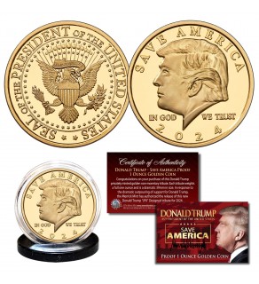 DONALD TRUMP Save America 2024 PROOF Golden Large 1 OZ 39mm Tribute Coin 