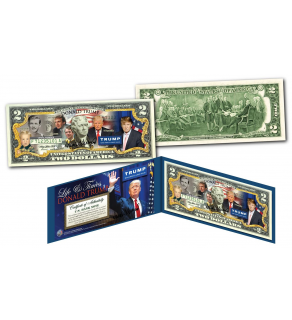 DONALD TRUMP 45th President * LIFE & TIMES * Colorized Genuine Legal Tender U.S. $2 Bill Currency 