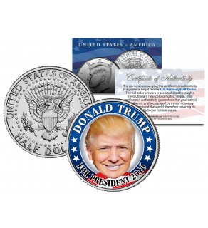 DONALD TRUMP For President 2016 Colorized Official Genuine JFK Kennedy Half Dollar U.S. CAMPAIGN Coin 