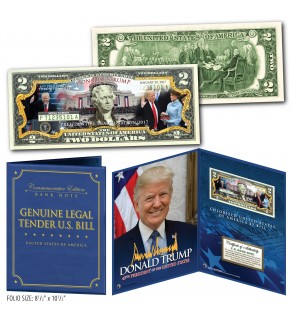 DONALD TRUMP 45th Presidential INAUGURATION January 20, 2017 Genuine U.S. $2 Bill with 8x10 Photo in Large Collectors Folio Display 