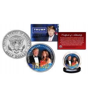 DONALD & MELANIA TRUMP 45th President & First Lady of the United States Official JFK Kennedy Half Dollar U.S. Coin