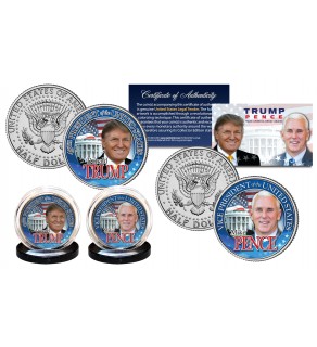 DONALD TRUMP & MIKE PENCE 45th President & VP Official U.S JFK Kennedy Half Dollar 2-Coin Set - TRUMP/PENCE