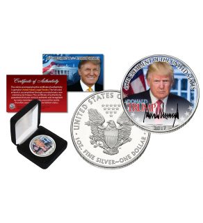 DONALD TRUMP 45th President of the United States OFFICIAL PORTRAIT 2017 1 oz. U.S. AMERICAN SILVER EAGLE  in Deluxe Black Felt Coin Display Gift Box