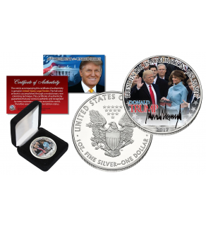 DONALD TRUMP 1-20-2017 Presidential INAUGURATION 2017 1 oz. U.S. AMERICAN SILVER EAGLE in Deluxe Black Felt Coin Display Gift Box
