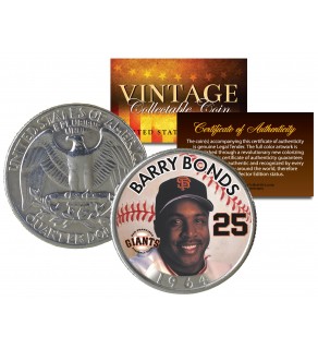 BARRY BONDS Colorized 1964 Silver Quarter U.S. Coin - Birth Year - Legal Tender - Officially Licensed