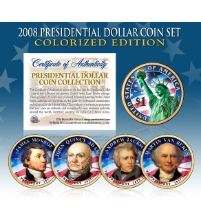 2008 Presidential $1 Dollar U.S. COLORIZED - Complete 4-Coin Set - with Capsules