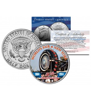 WORLD'S FAIR - 50th Anniversary - NEW YORK 1964-2014 Ferris Wheel Giant Tire JFK Half Dollar Coin