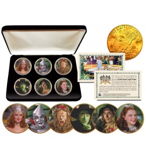 WIZARD OF OZ Eisenhower IKE Dollar US 6-Coin Set 24K Gold Plated with Display Box - Officially Licensed