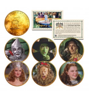 WIZARD OF OZ 1976 Eisenhower IKE Dollar US 6-Coin Set 24K Gold Plated - Officially Licensed