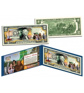 WIZARD OF OZ - Dorothy Ruby Red Slippers - Genuine Legal Tender US $2 Bill - Officially Licensed