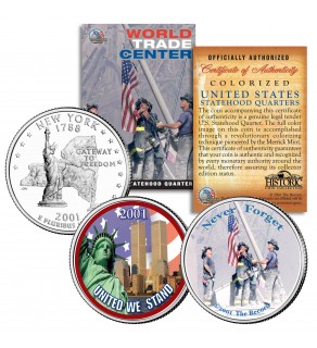WORLD TRADE CENTER 9/11 Colorized New York State Quarters U.S. 2-Coin Set WTC