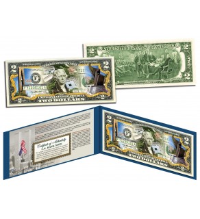 SEPTEMBER 11 MEMORIALS Colorized $2 Bill U.S. Genuine Legal Tender - 9/11 WTC Museum NY NJ Israel
