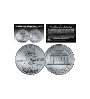 TRIBUTE 1943 World War II Steelie PENNY Coin Clad in Genuine Platinum  (Lot of 3)