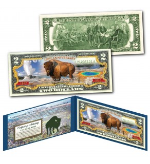 YELLOWSTONE NATIONAL PARK 150TH ANNIVERSARY 1872-2022 Genuine Official Legal Tender U.S. $2 Bill 