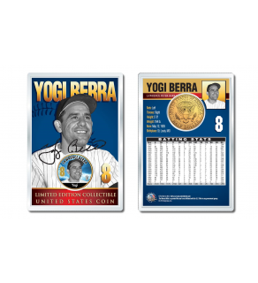YOGI BERRA Baseball Legends JFK Kennedy Half Dollar 24K Gold Plated US Coin Displayed with 4x6 Display Card