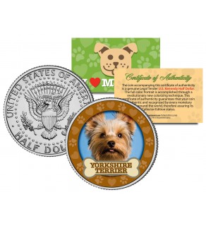 YORKSHIRE TERRIER Dog JFK Kennedy Half Dollar U.S. Colorized Coin